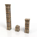 Ancient Style Miniature Brick Tower Models With Different Heights And Shapes 3d model