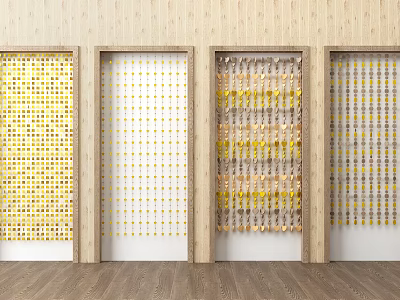 Decorative Wooden Doors With Four Panels Various Woven Patterns And Accents 3d model