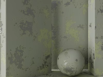 Gray Textured Wall Panels in Vintage Interior with Decorative Sphere Accent 3d model