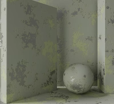 Gray Textured Wall Panels in Vintage Interior with Decorative Sphere Accent 3d model