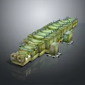Pixel Style Aquatic Animal 3D Model With Block Structure And Green Yellow Colors