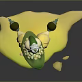 Green Hat Character With Yellow Long Hair And Small Yellow Creature On Yellow Platform