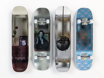 Skateboard Decks With Diverse Artistic Designs And Patterns 3d model