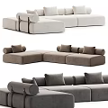 Modern Three Seater Sofa With Comfortable Cushions And Stylish Armrests Design 3d model