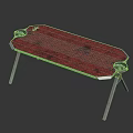 Modern Red Textured Tabletop With Metal Frame And Decorative Angular Edge Details 3d model