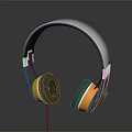 Over Ear Headphones With Gray And Orange Design And Wired Audio Features