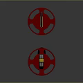 Samurai Swords Display With Unsheathed Blade Red Edge And Sheath Red Gold Decorations On Gray Background