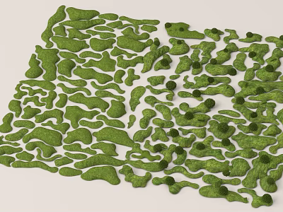 Green Irregular Shaped Forms With Dense Textured Abstract Surface Design 3d model
