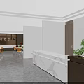 Modern Sales Office Spacious Interior With Large Windows Green Landscape Sofas And Chairs 3d model