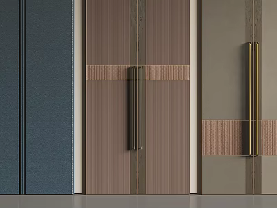 Elegant Modern Wardrobe Doors With Textured Surfaces Stripe Accents And Metal Handles 3d model