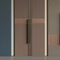Elegant Modern Wardrobe Doors With Textured Surfaces Stripe Accents And Metal Handles