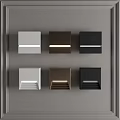 Modern Square Lighting Fixtures In Various Colors On Gray Wall