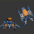 Transformable Blue And Orange Robot Model With Two Forms Standing And Vehicle