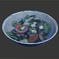 Fresh Healthy Salad Bowl with Lettuce Tomato Red Onion and Feta Cheese