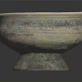 Ancient Bronze Bowl With Carved Design Broken Part And Decorative Base