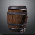 Rustic Wooden Barrel With Metal Hoops And Textured Wood Staves