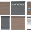 Various Roller Shutter Designs In Different Colors With Window And Stripe Patterns 3d model