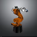 Orange Robotic Arm With White Components And Black Base Structure Design