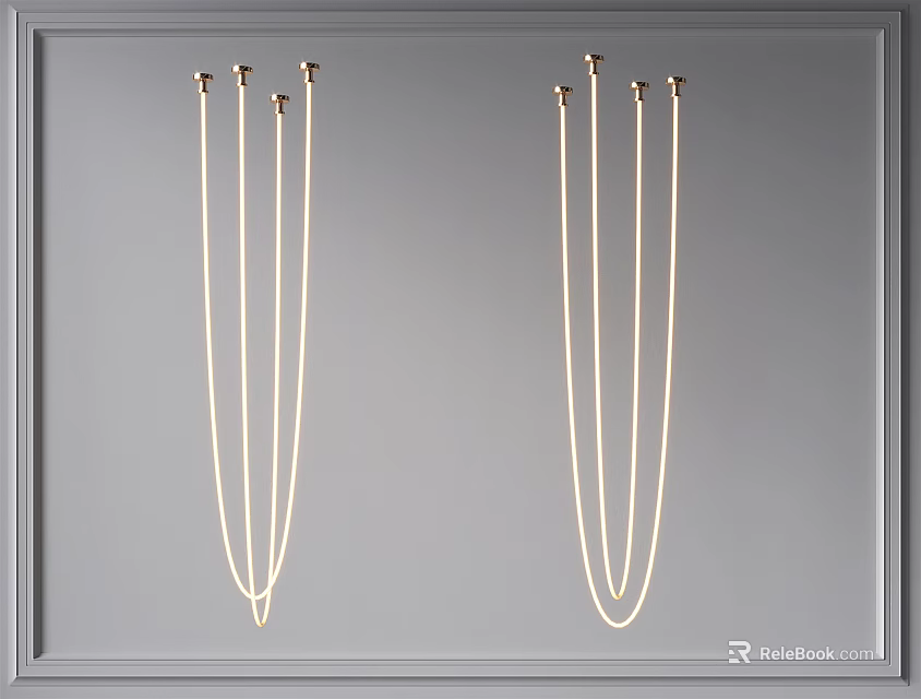 Modern Linear Chandeliers with Sleek Hanging Cords and Minimalist Design 3d model 