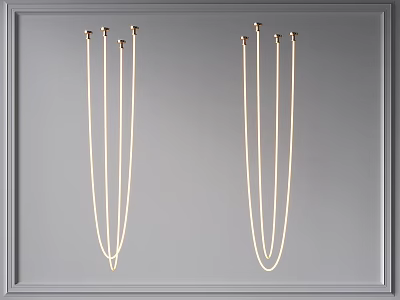 Modern Linear Chandeliers with Sleek Hanging Cords and Minimalist Design 3d model