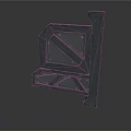 Black Scene Component With Structural Bracket Panel And Geometric Design Elements