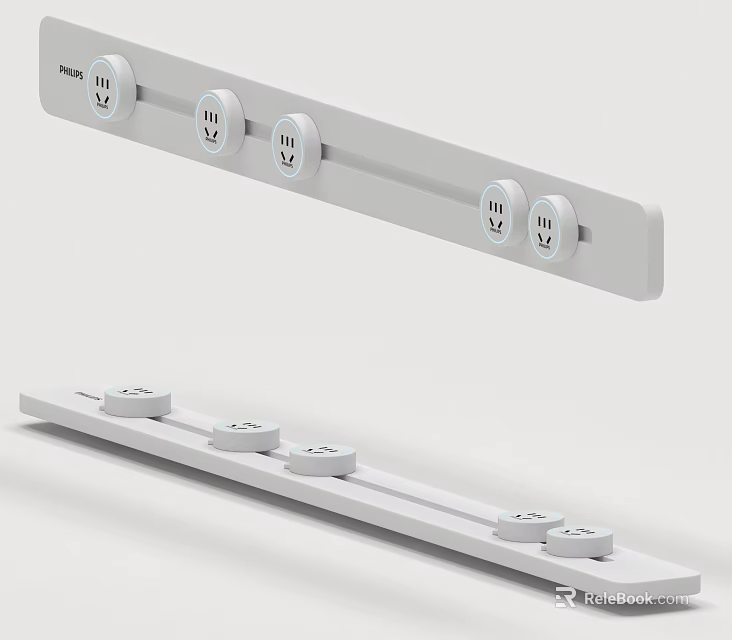 White Electrical Power Strip With Multiple Outlets And USB Ports For Daily Use 3d model