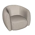 Beige Accent Chair Upholstered in Soft Bouclé Fabric with Rounded Design and Armrests