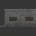 Concrete Small Building With Sloped Entrance Flat Roof And Small Windows