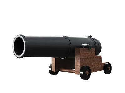 Vintage Weapon Classic Cannon With Black Barrel Wooden Carriage And Wheels 3d model Vintage Weapon Classic Cannon With Black Barrel Wooden Carriage And Wheels 3d model