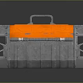 Industrial Metallic Container With Gray Body Orange Top Silver Handle And Green Accent Lights
