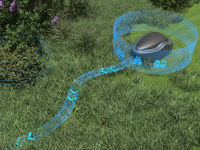 Industrial Smart Lawn Mower With Automatic Grass Cutting Working Path And Functional Icons 3d model