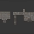 Wooden Staircase And Platform Structure Design With Connected Steps And Floors
