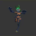 Vibrant Fantasy Character Design With Orange Black Body Colorful Eyes And Horns