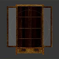 Modern Open Wooden Cabinet With Glass Doors Storage Shelves And Drawers