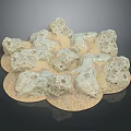 Irregularly Shaped Stone Pieces on Circular Wooden Base Natural Design