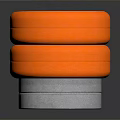 Orange Cylindrical Furniture Pads With Soft Surface And Metal Base Stacked Design