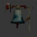 Detailed Artistic Bell Shaped Sculpture With Blue Body And Red White Structure