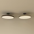 Two Modern Round Ceiling Lights With White Shade And Black Base Design 3d model