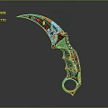 Unique Colorful Graffiti Karambit Knife Featuring Curved Blade And Ring Handle