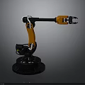 Automated Industrial Mechanical Arm With Orange Arm And Black Base Gripper
