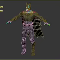 Batman 3D Character Model With Gray Costume Black Cape And Yellow Belt
