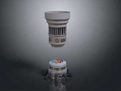Industrial Equipment Featuring Cylindrical Design Multi Layer Structure Ventilation Grilles and Base Wheels 3d model