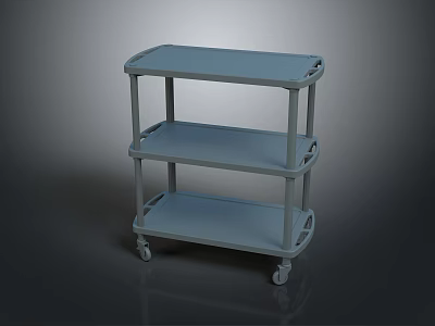 Three Tier Wheeled Utility Cart with Light Gray Sleek Design for Home Storage 3d model