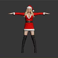 Christmas Festive Santa Costume With Red Dress Black Belt And Knee High Boots