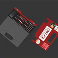Red AED Emergency Kit Open Case Design With Internal Compartments And Labels