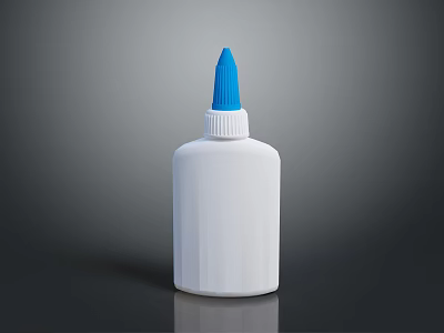 White Bottle With Blue Pointed Cap Simple Design For Daily Household Use 3d model