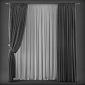 Dark Velvet Curtains With White Sheer Layer And Elegant Tieback Design