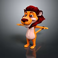 3D Cartoon Lion Character With Red Mane Standing And Open Arms Friendly Pose