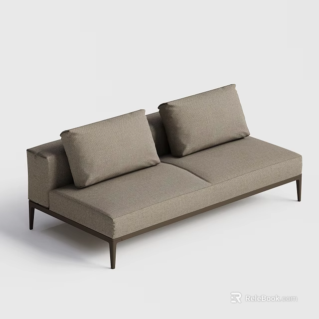 Light Gray Fabric Two Seater Sofa With Minimalist Design And Dark Legs 3d model 