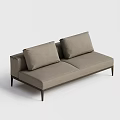 Light Gray Fabric Two Seater Sofa With Minimalist Design And Dark Legs